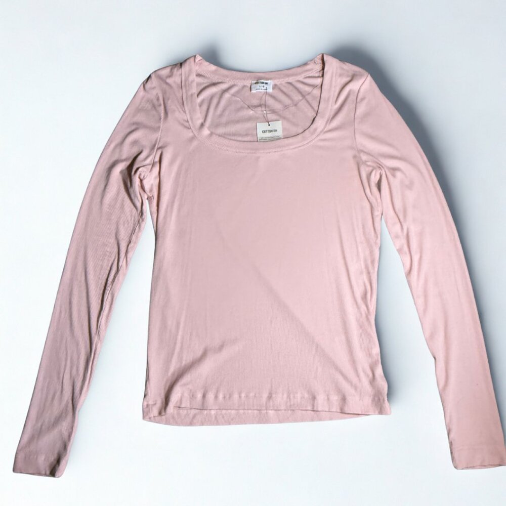 Cotton On Long Sleeve Top NWT |  Pink Ribbed Basic Large